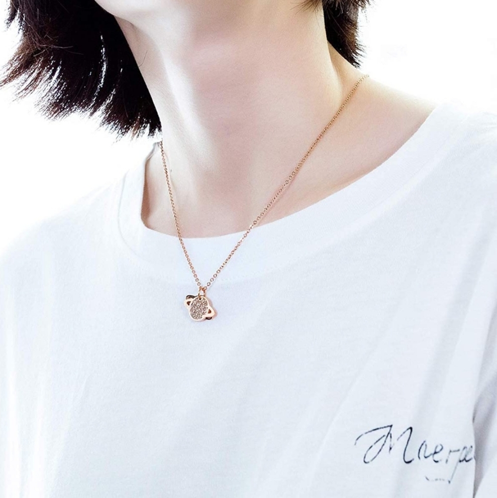 18K Rose Gold Tone Planet Pendant Necklace - Picture 4 of 6